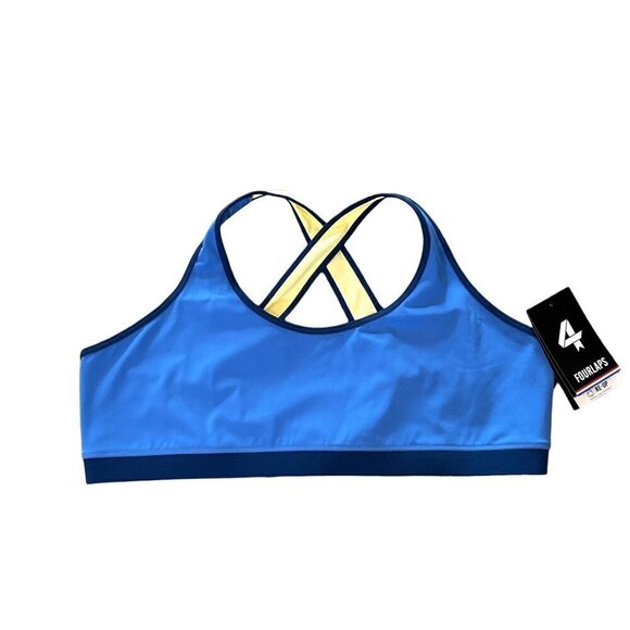 Fourlaps Women's Infinity Womens Fitness Running Sports Bra Blue Yellow Size XXL - Picture 4 of 9